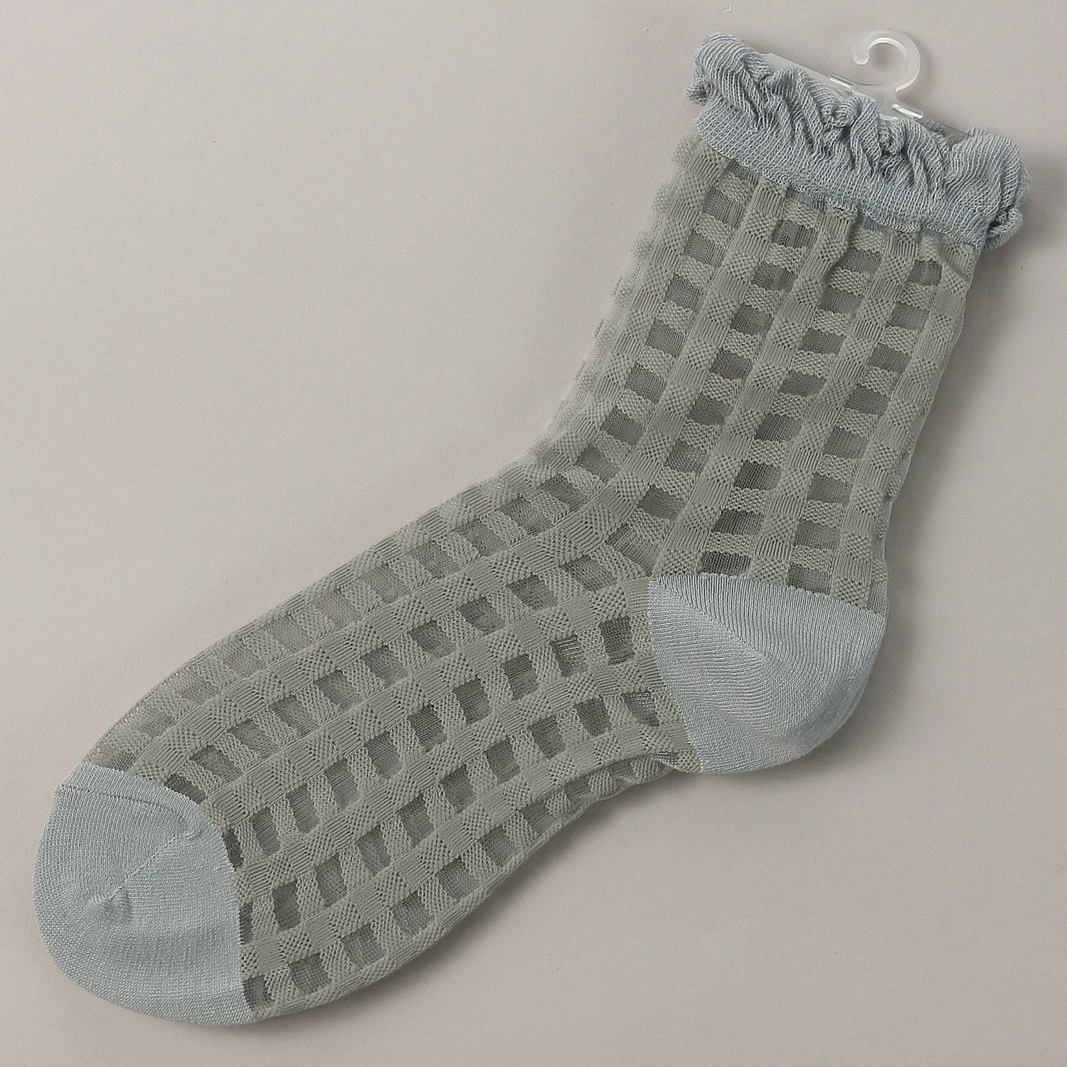 やわらかナイロン シースルーソックス  チェック柄