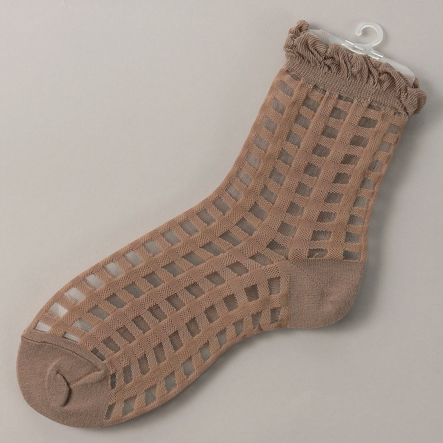 やわらかナイロン シースルーソックス  チェック柄 - 画像1