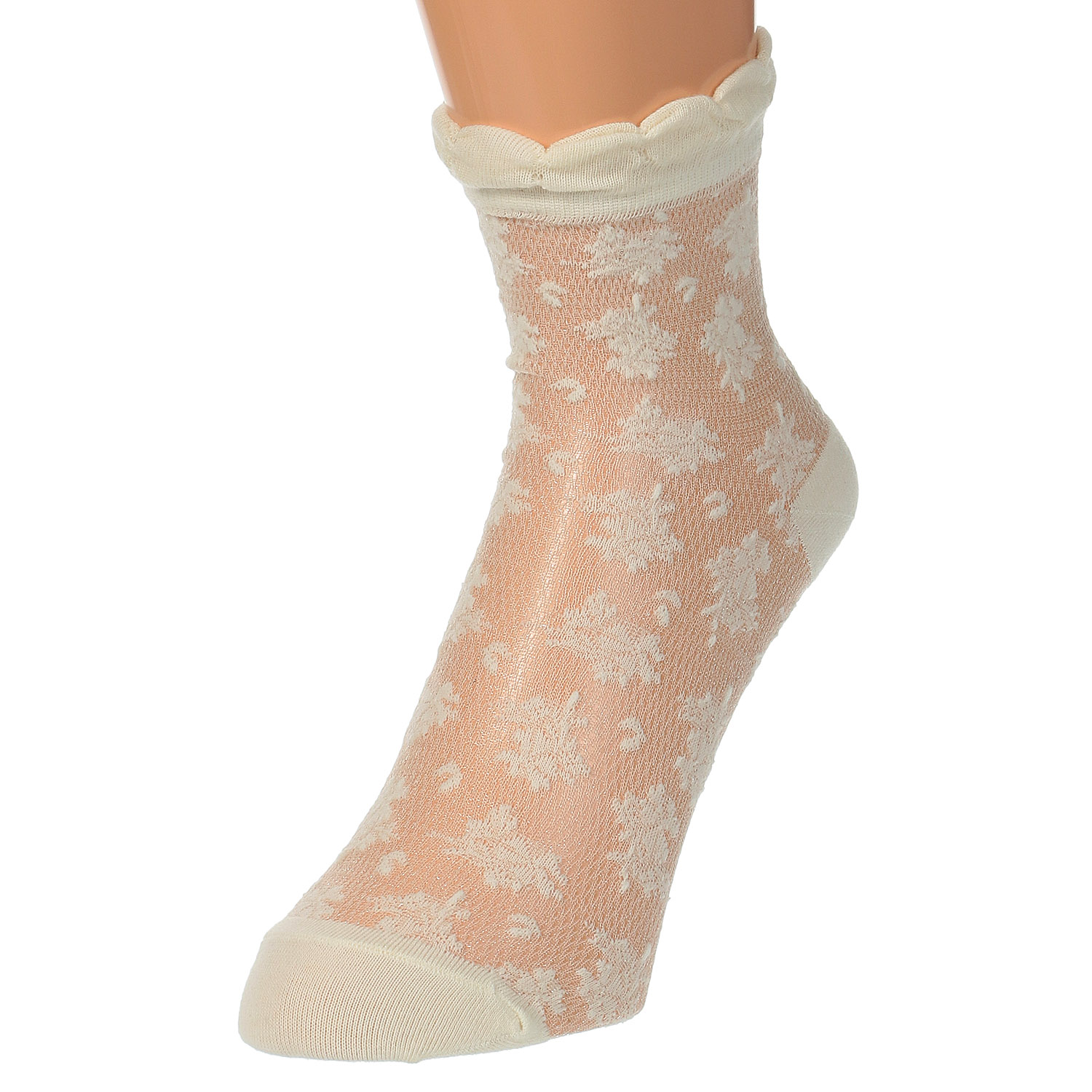 やわらかナイロン シースルーソックス  花草柄 - 画像8