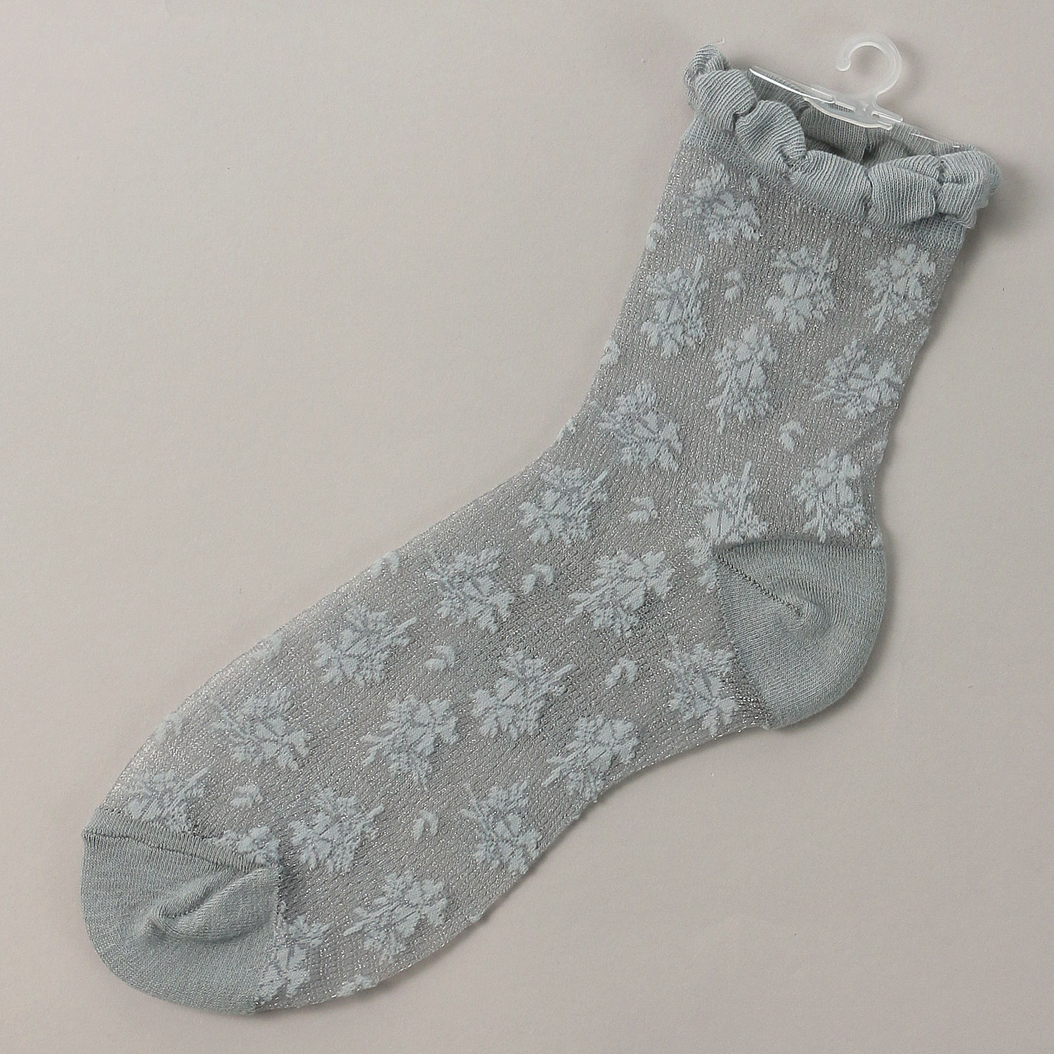 やわらかナイロン シースルーソックス  花草柄