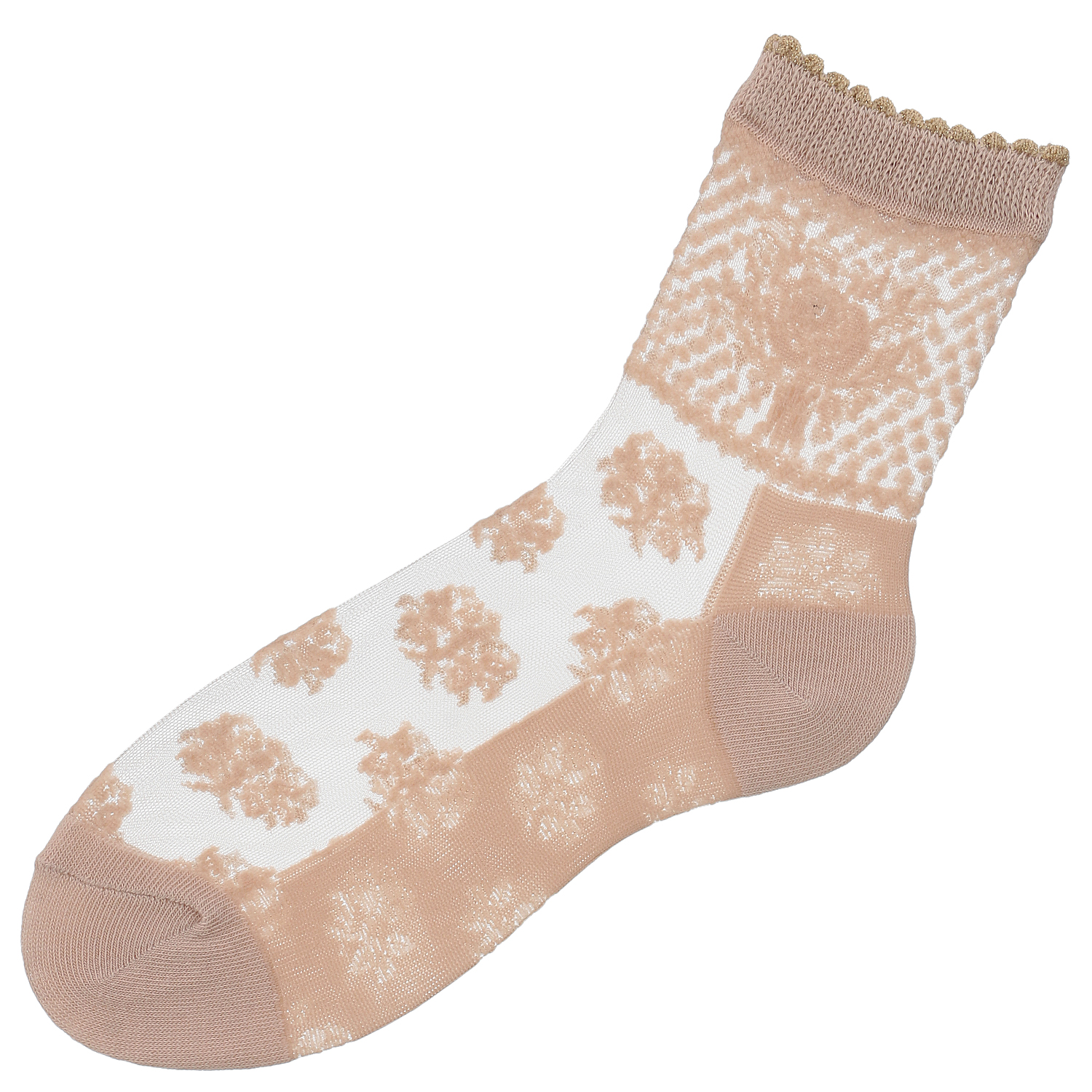 シースルーソックス 幾何学 バラ柄【在庫限りで取り寄せ】 - 画像6