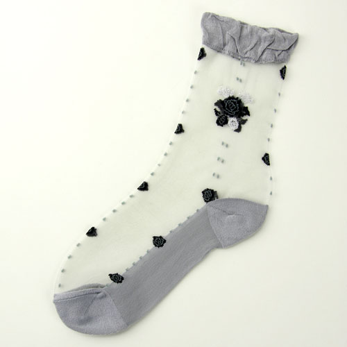 シースルーソックス ほんのきもちドットローズ柄 - 画像3
