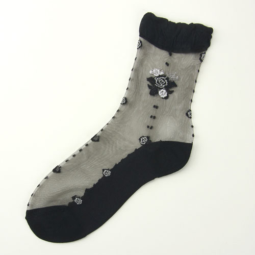 シースルーソックス ほんのきもちドットローズ柄 - 画像5