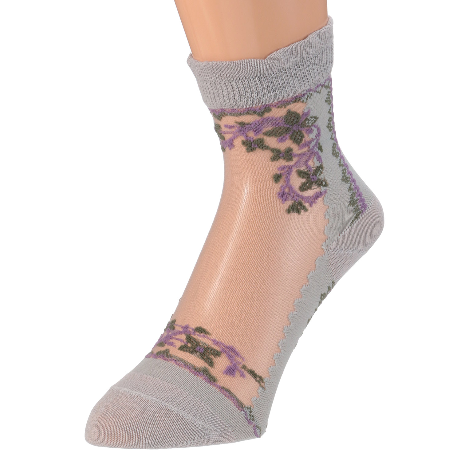 シースルーソックス  花と幾何 - 画像3