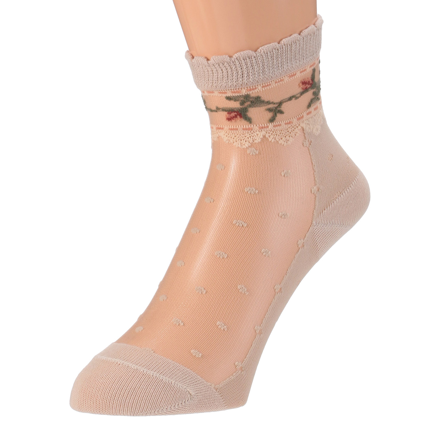 シースルーソックス 花レース水玉 - 画像6