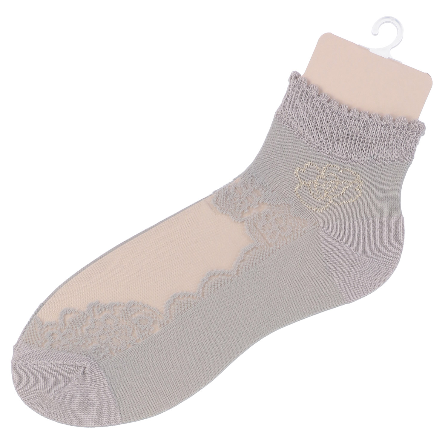 シースルーソックス ショート丈 薔薇レース - 画像2