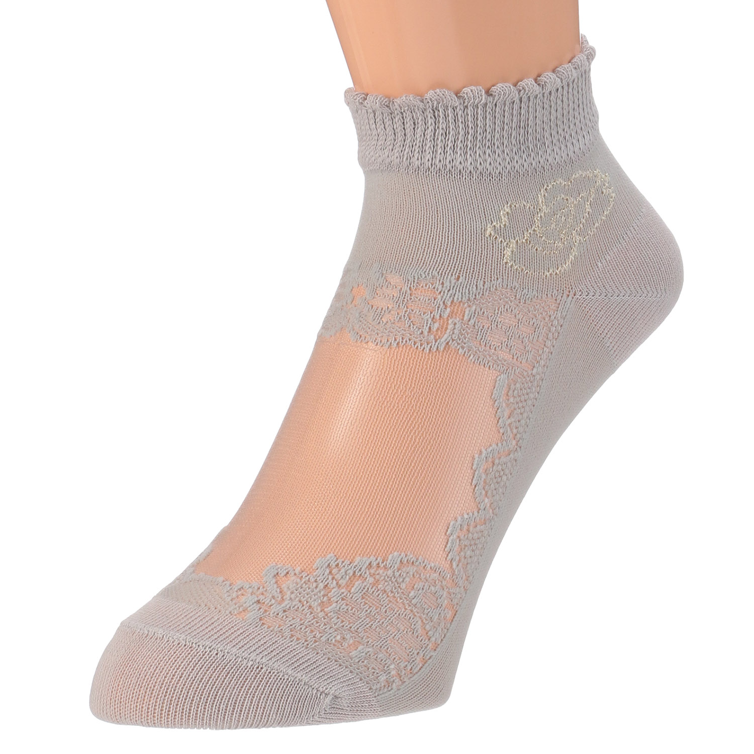 シースルーソックス ショート丈 薔薇レース - 画像4