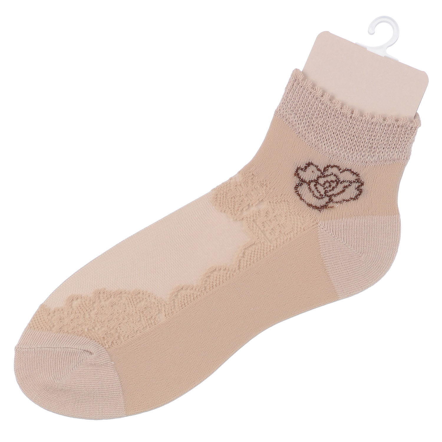 シースルーソックス ショート丈 薔薇レース - 画像7