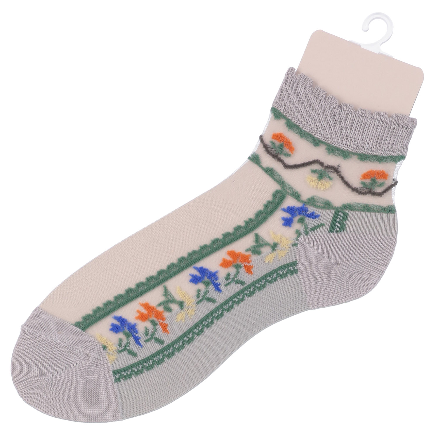 シースルーソックス ショート丈 カラフル花柄 - 画像2