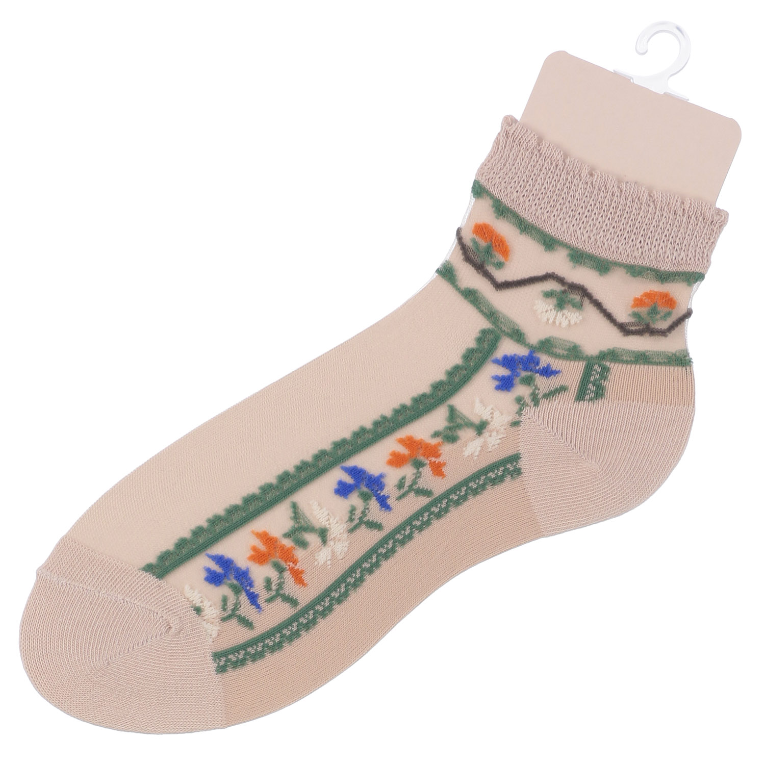 シースルーソックス ショート丈 カラフル花柄 - 画像5