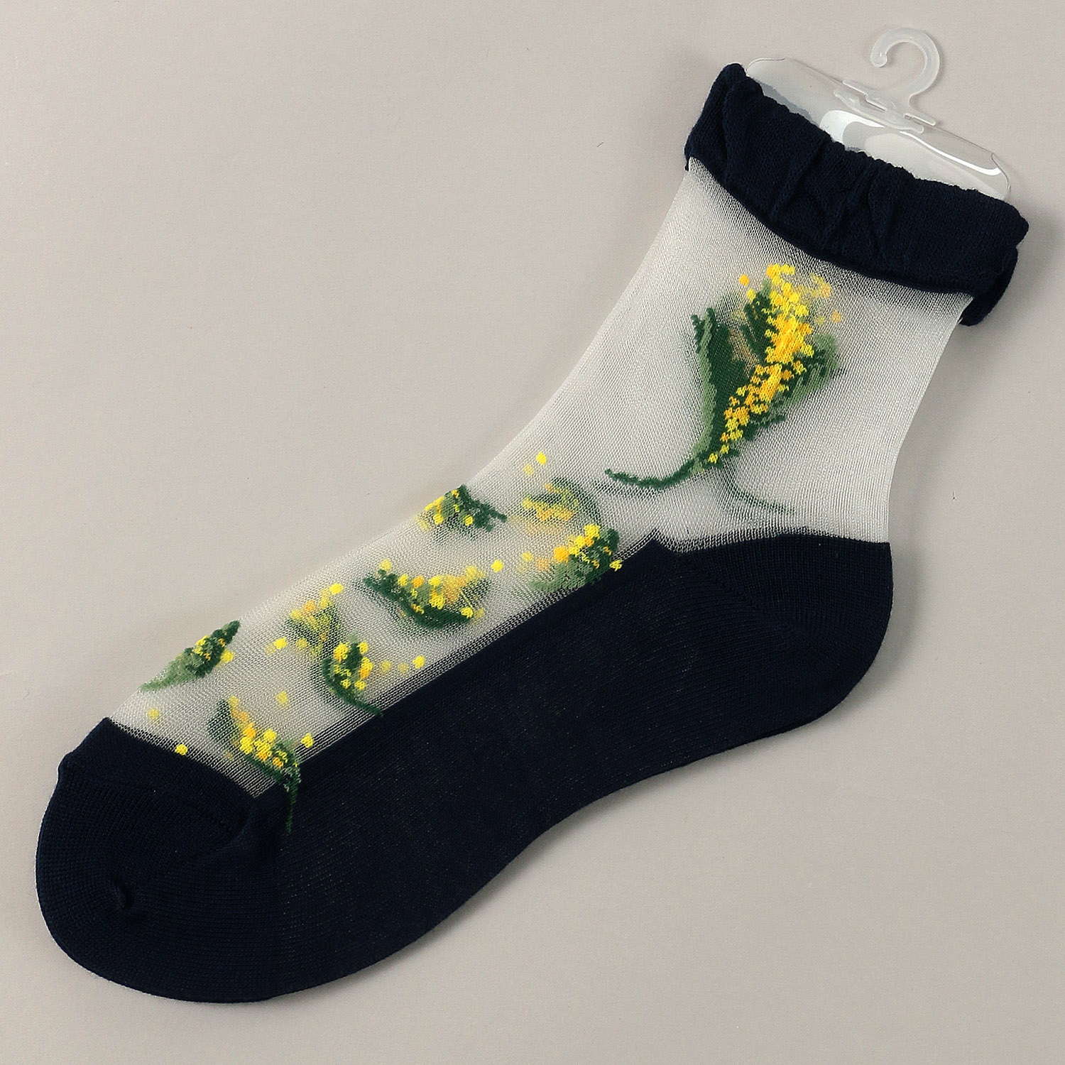 シースルーソックス クルー丈 ミモザ柄 - 画像11