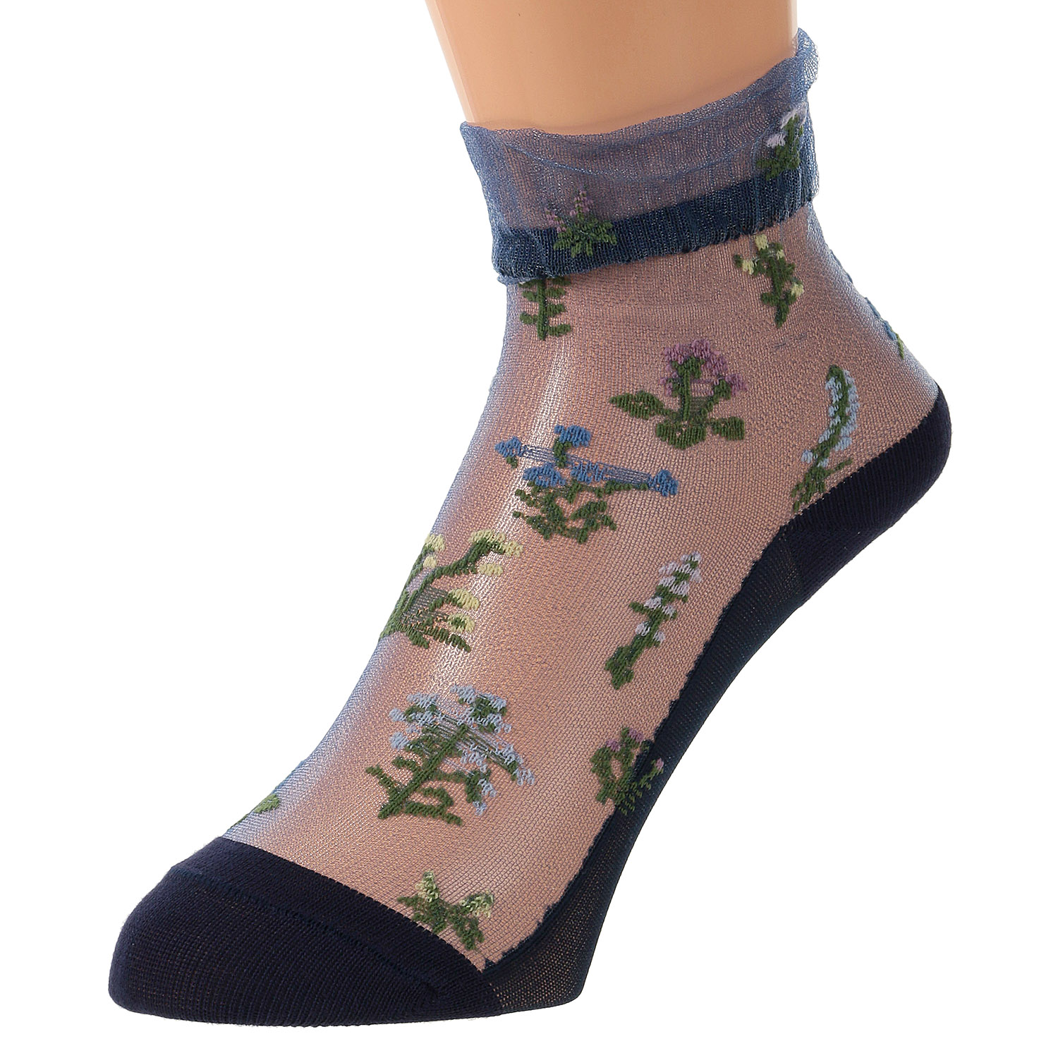 【26SS先行予約】 シースルーソックス クルー丈 花草柄 - 画像6