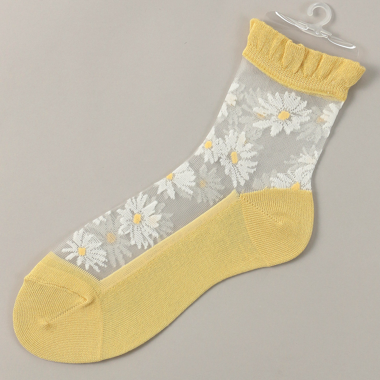 【26SS先行予約】 シースルーソックス クルー丈 マーガレット花束柄 - 画像4