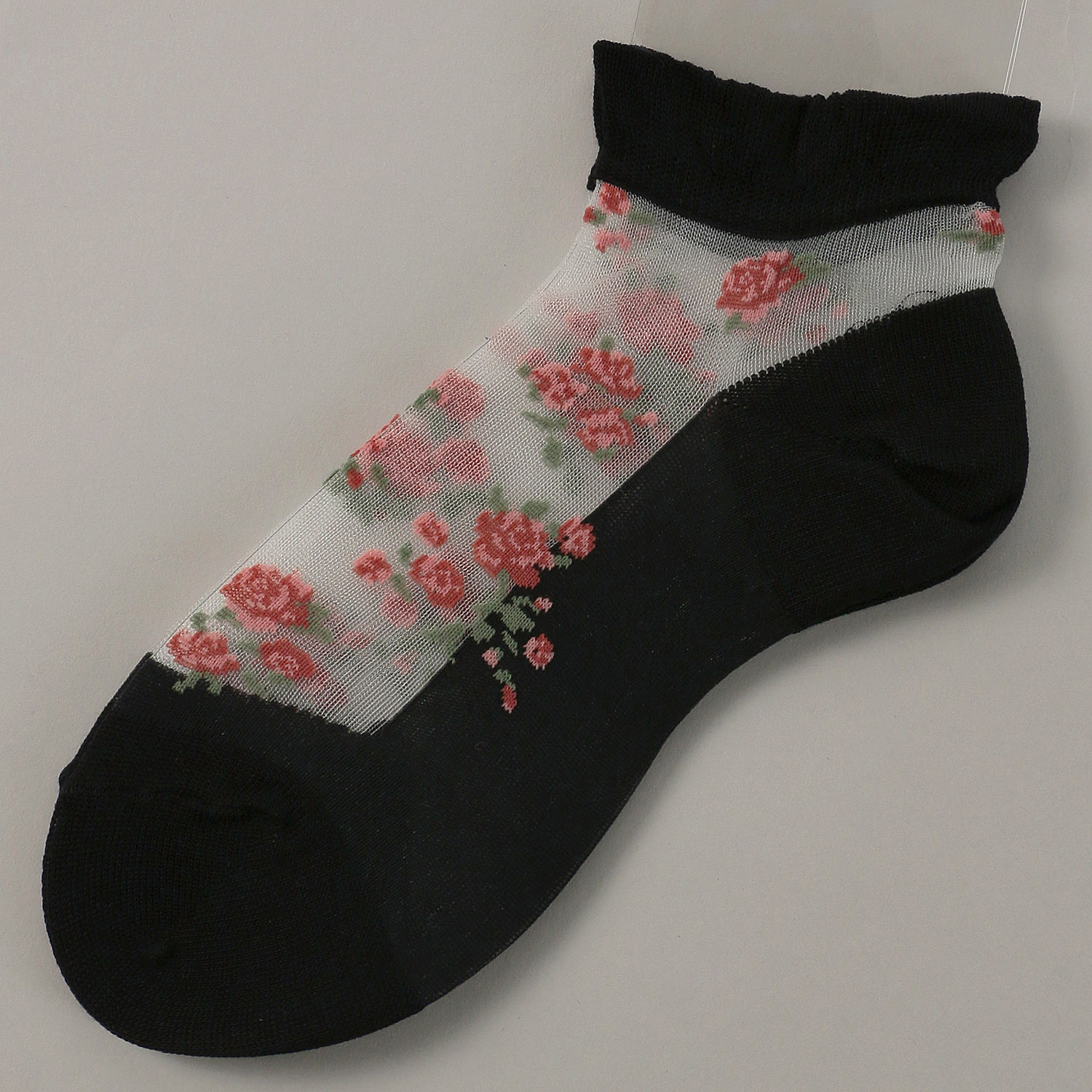 【26SS先行予約】 シースルーソックス ショート丈 バラブーケ柄 - 画像2