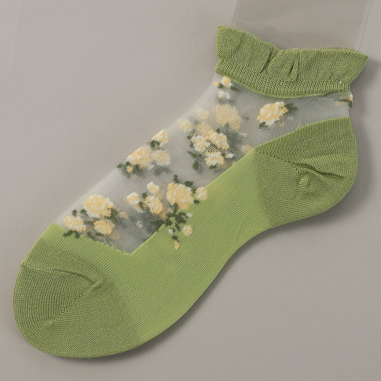 シースルーソックス ショート丈 バラブーケ柄 - 画像9