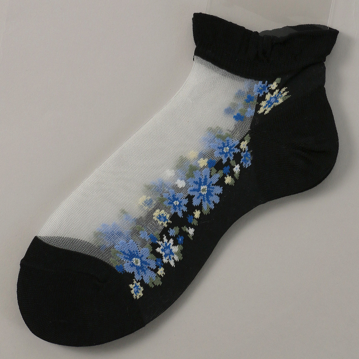 シースルーソックス ショート丈 ライン花柄 - 画像3