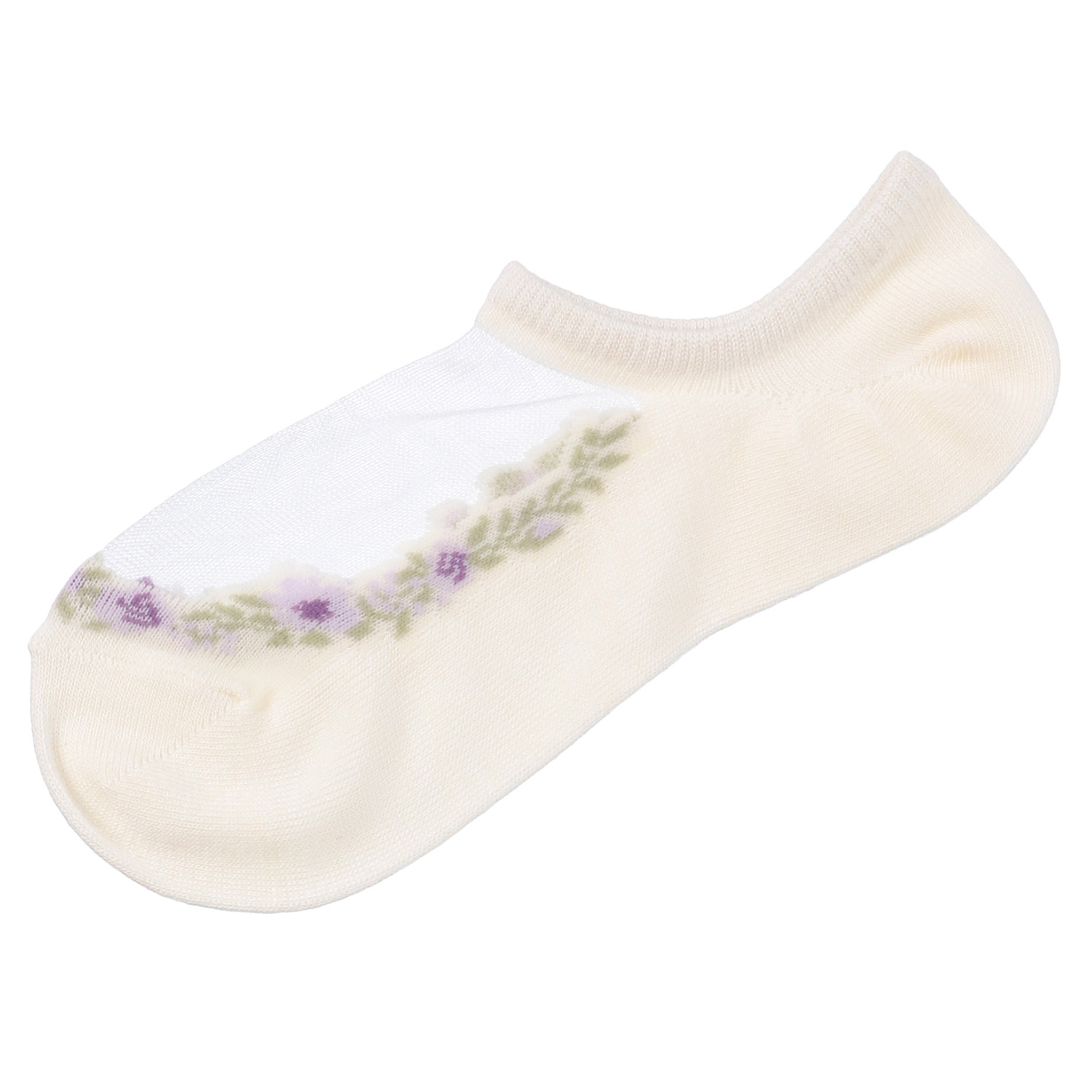 シースルーソックス  カバーソックス  花草柄 - 画像6