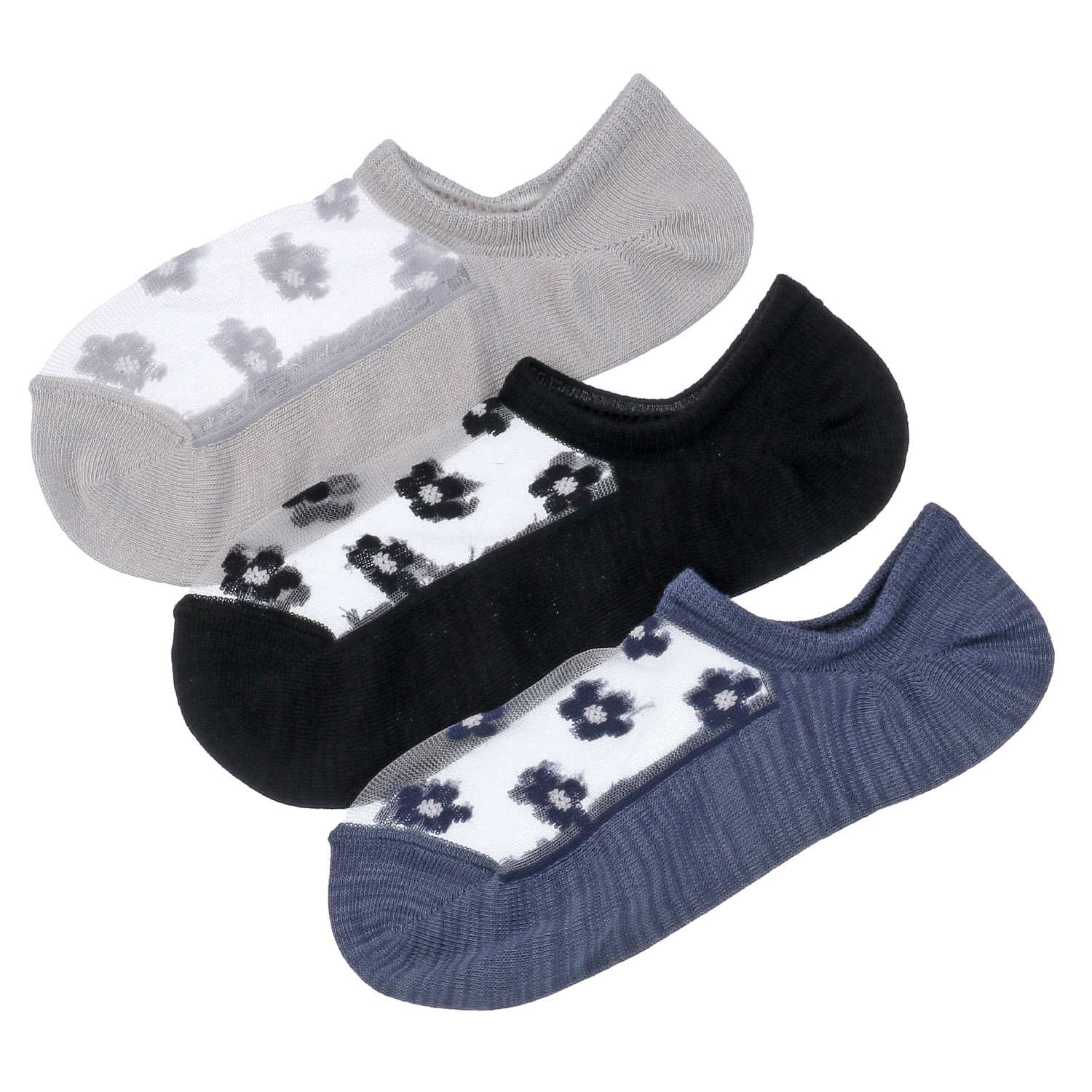 シースルーソックス  カバーソックス デイジー柄