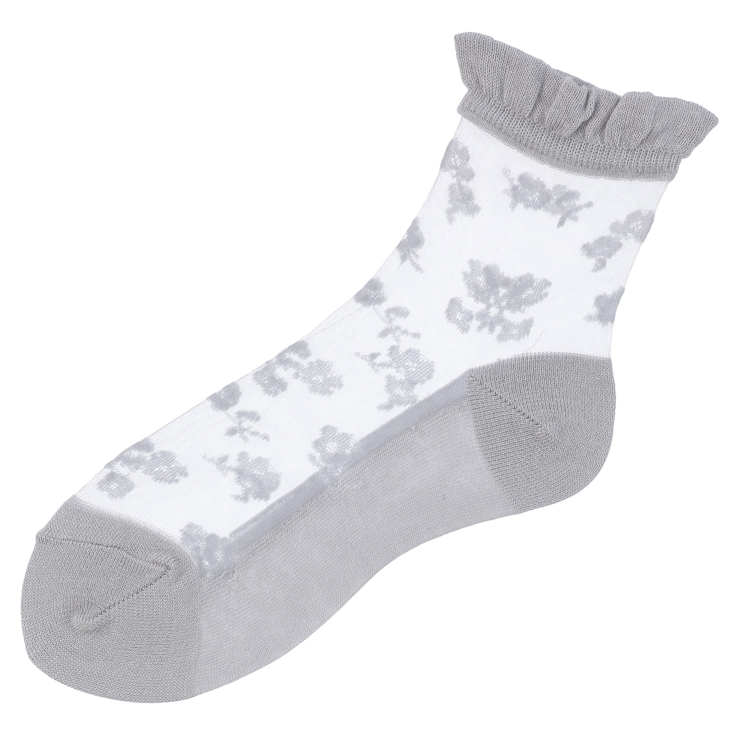 【26SS先行予約】 シースルーソックス クルー丈 モノトーン花柄 - 画像2