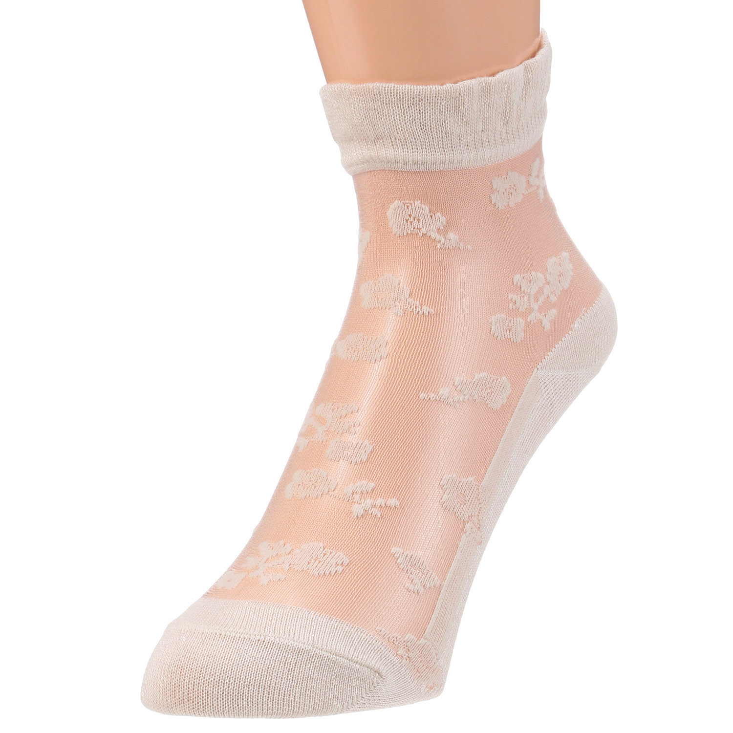 シースルーソックス クルー丈 モノトーン花柄 - 画像9