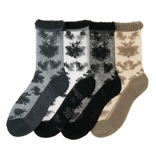 大人気★シースルーソックス 総バラ柄 - 画像2