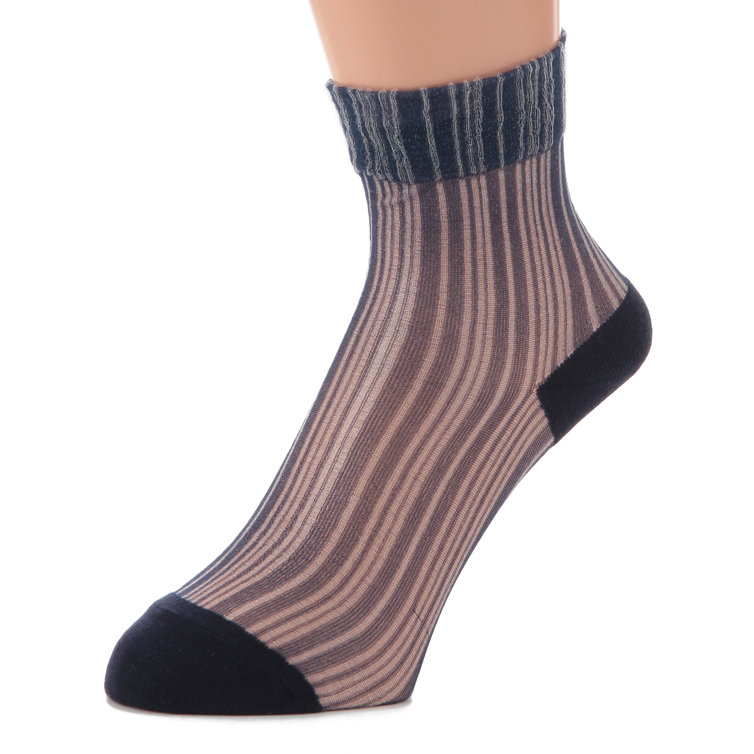 【ネイビーのみ】やわらかナイロン シースルーソックス  ストライプ柄【在庫限り】 - 画像12