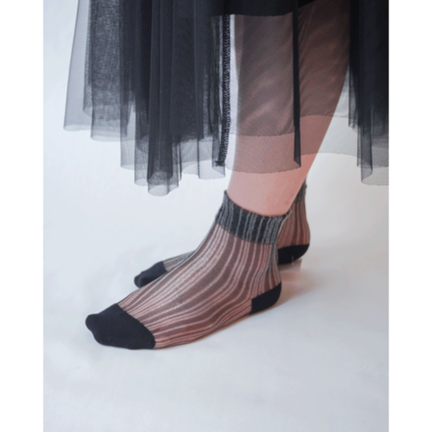 【ネイビーのみ】やわらかナイロン シースルーソックス  ストライプ柄【在庫限り】 - 画像8
