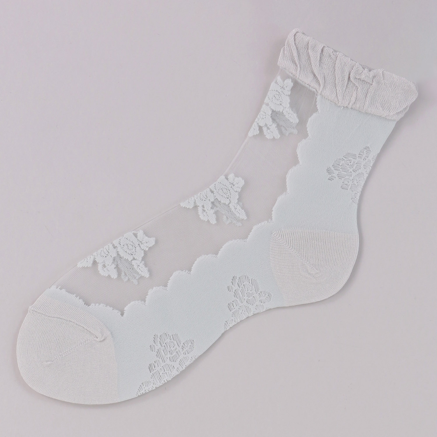 シースルーソックス ほんのきもち ハイゲージ シルク混  ブーケローズ 靴下【在庫限り】 - 画像2