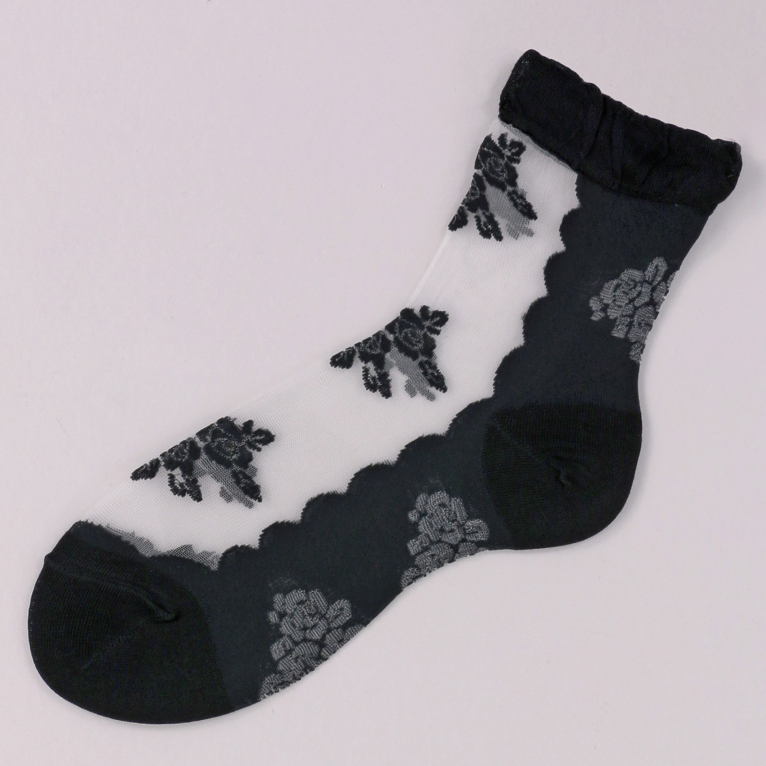 シースルーソックス ほんのきもち ハイゲージ シルク混  ブーケローズ 靴下【在庫限り】 - 画像3