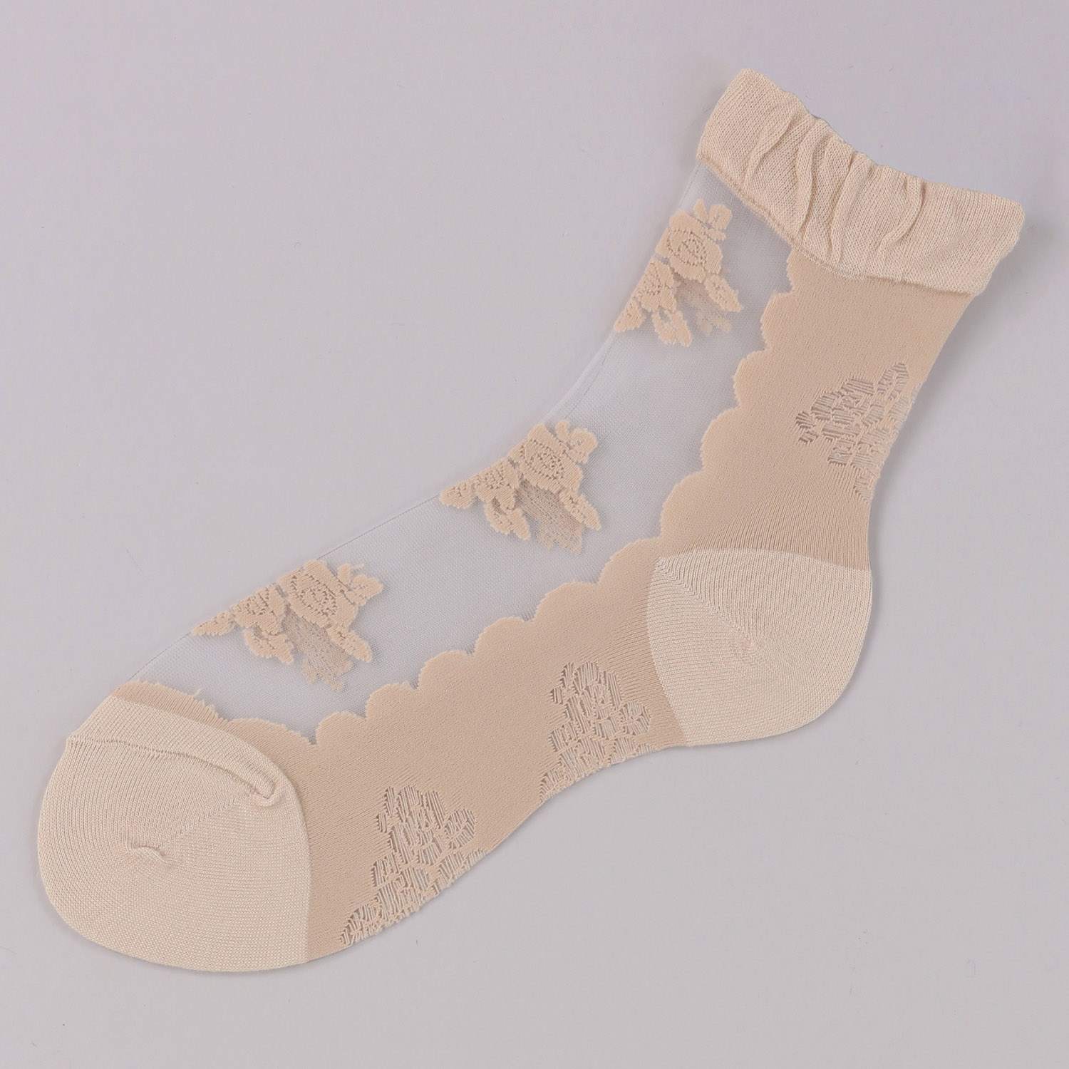 シースルーソックス ほんのきもち ハイゲージ シルク混  ブーケローズ 靴下【在庫限り】 - 画像5