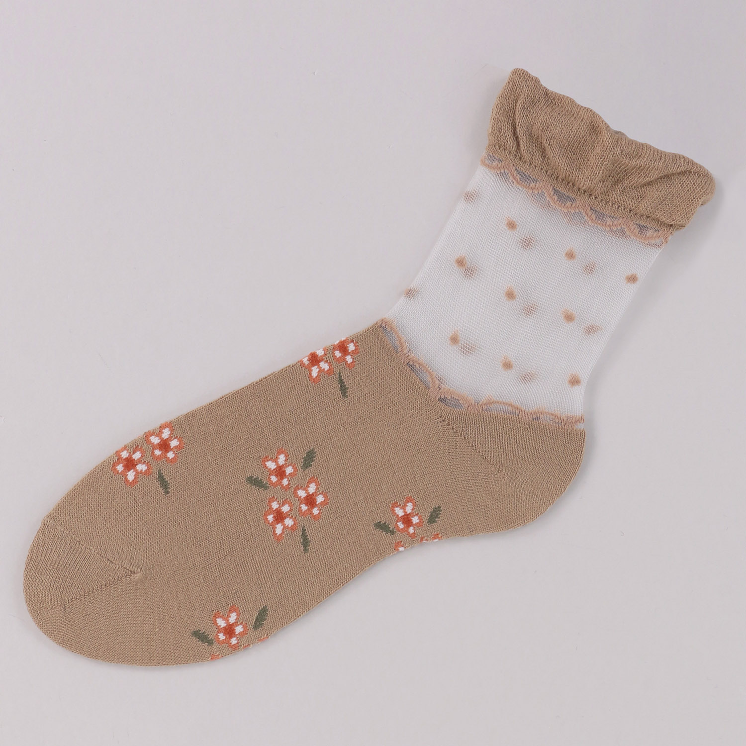 シースルーソックス ほんのきもち 毛混 フラワー柄  靴下【在庫限り】 - 画像5
