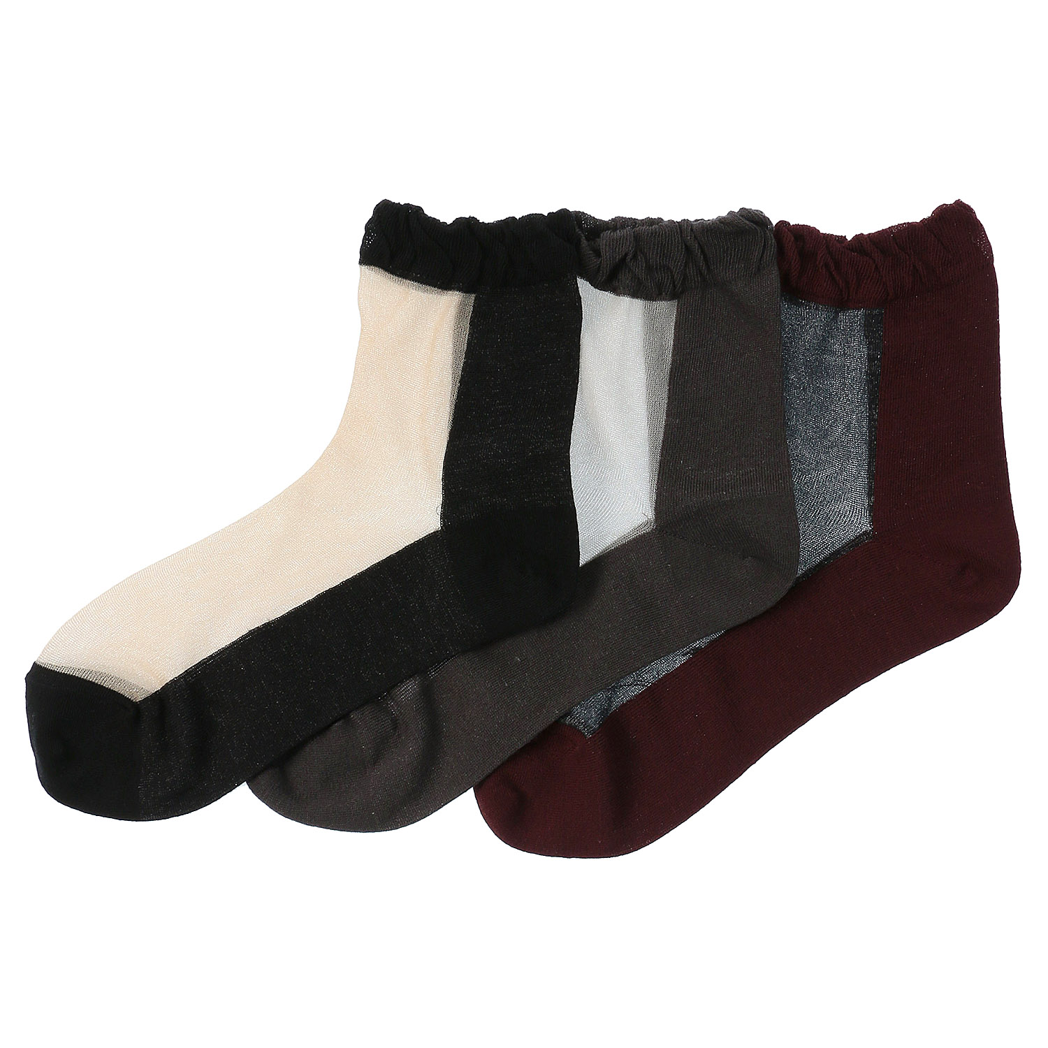 やわらかナイロン シースルーソックス  バイカラー【在庫限り】