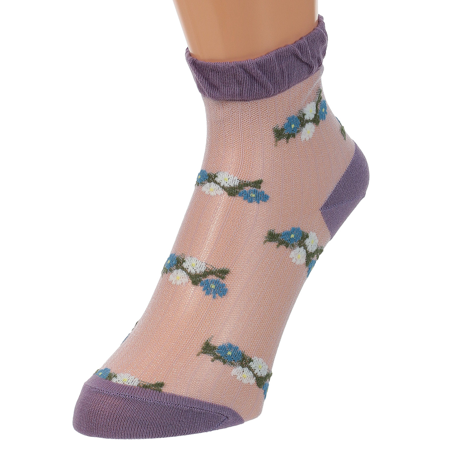 やわらかナイロン シースルーソックス  ストライプお花柄【在庫限り】 - 画像7