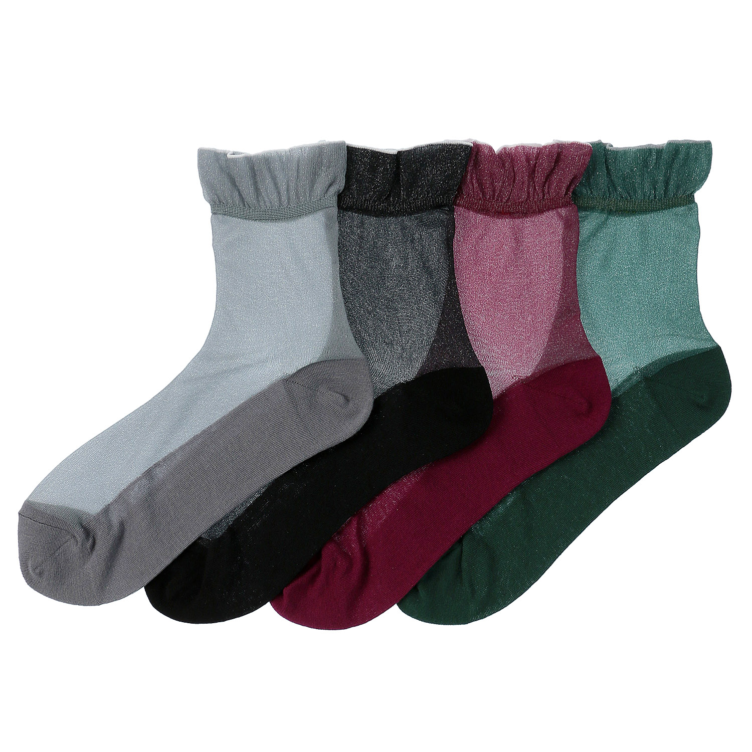 やわらかナイロン シースルーソックス  ラメ無地【在庫限り】 - 画像1