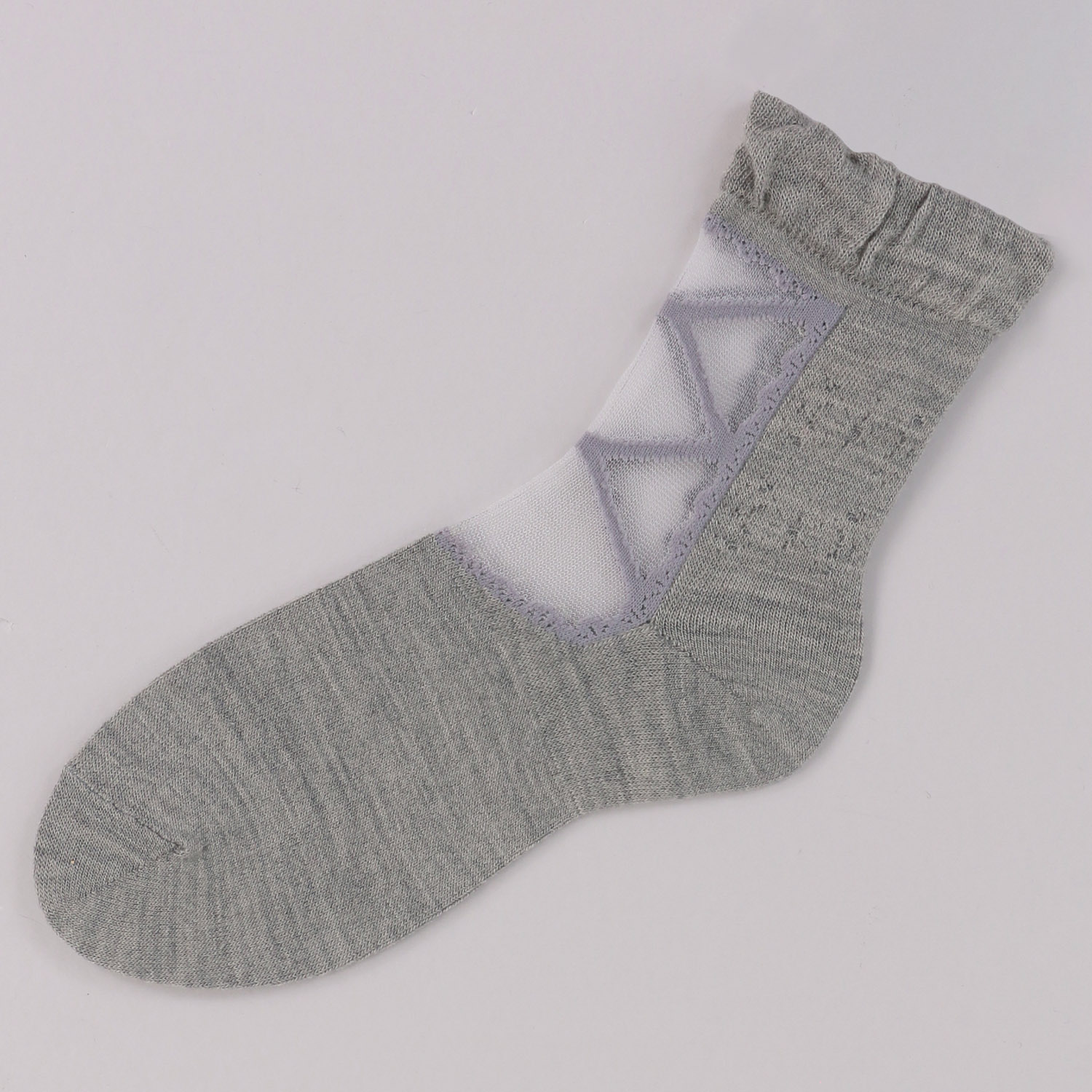 シースルーソックス ほんのきもち 毛混 透かし編み上げ 靴下【在庫限り】 - 画像2