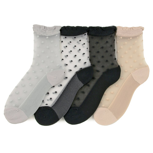 大人気★《大寸》シースルーソックス 小ドット底付 - 画像2