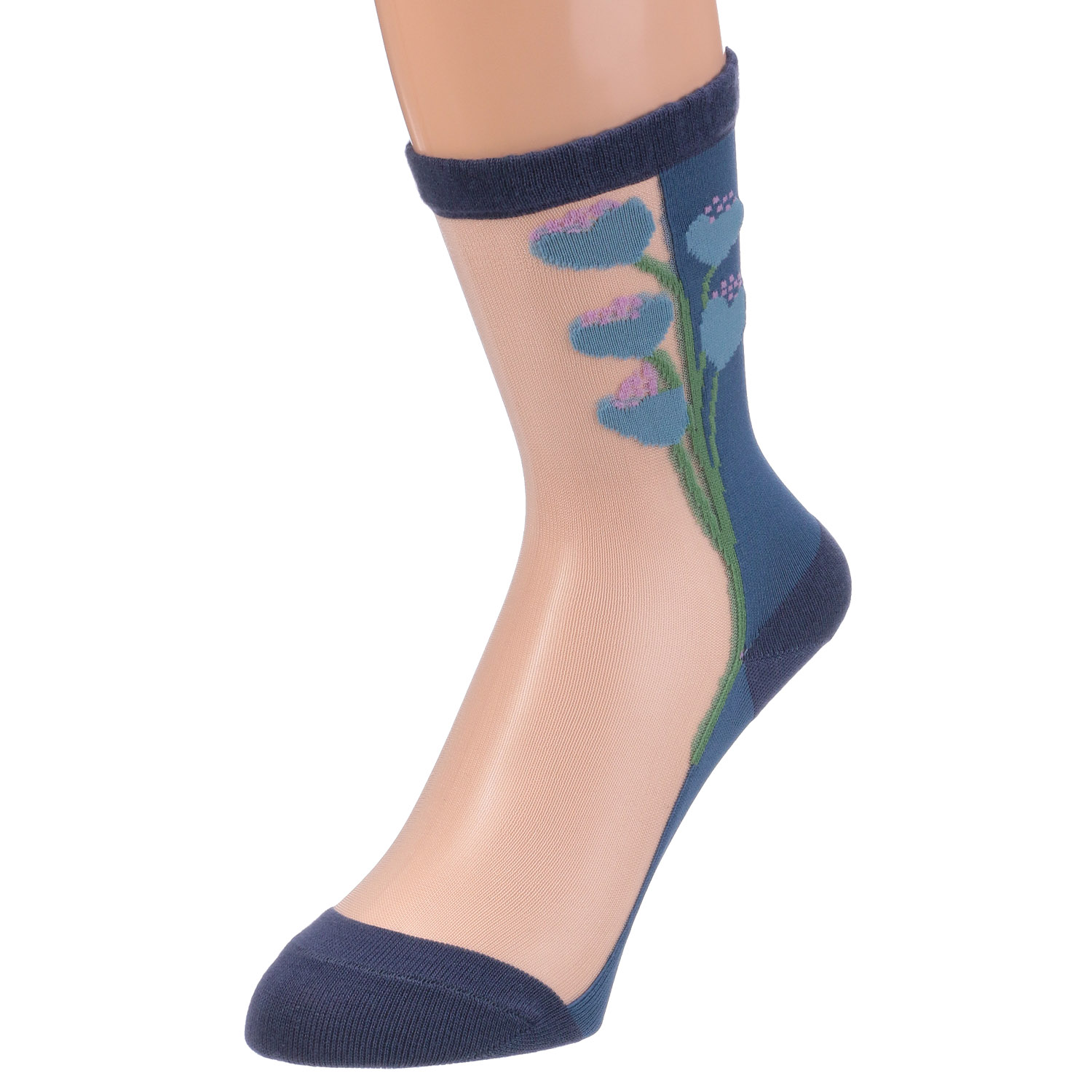 北欧調  お花柄 シースルーソックス - 画像16