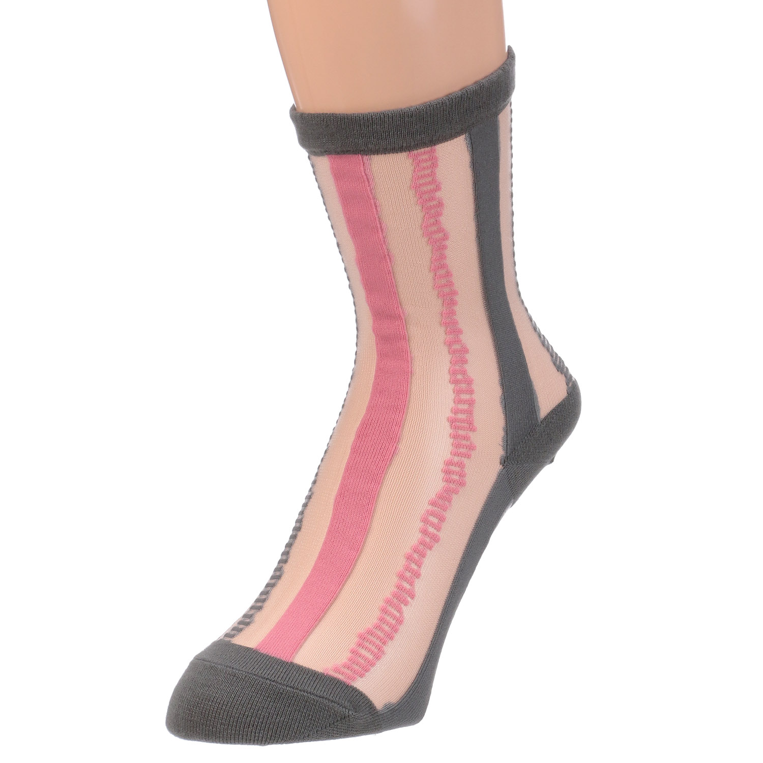 北欧調 幾何学ストライプ柄  シースルーソックス - 画像2