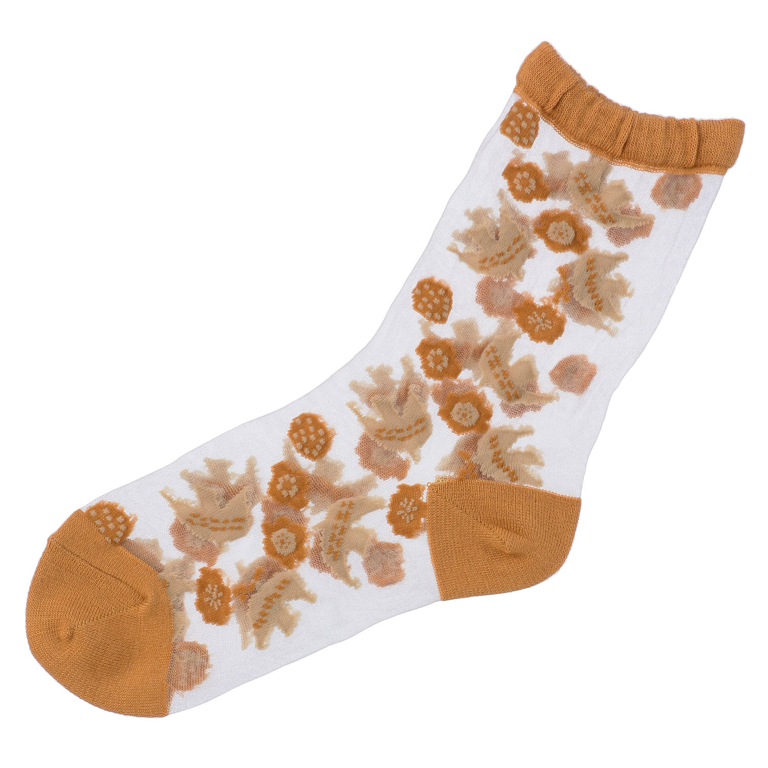 北欧調  鳥とお花総柄 シースルーソックス - 画像11