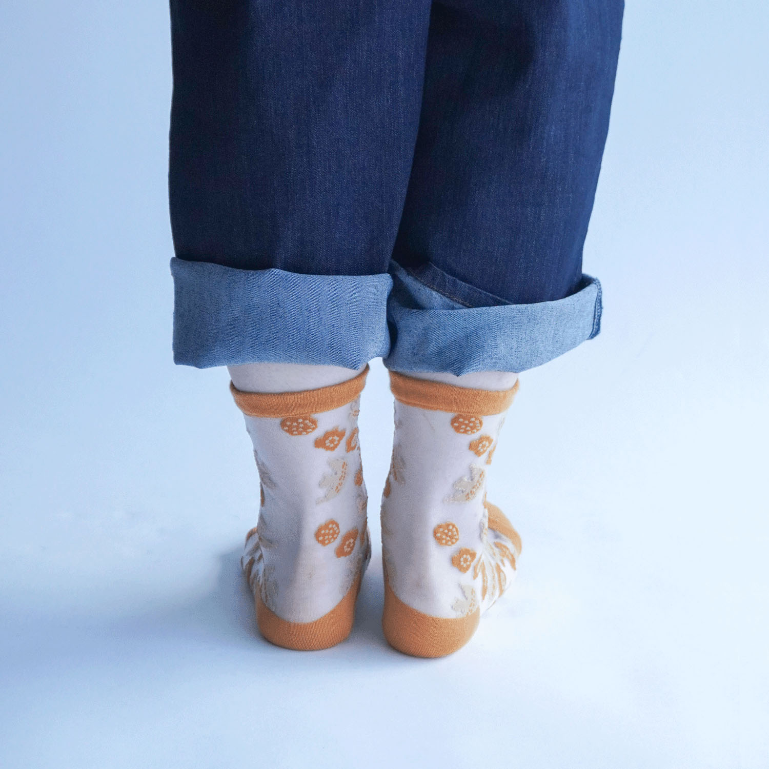 北欧調  鳥とお花総柄 シースルーソックス - 画像15