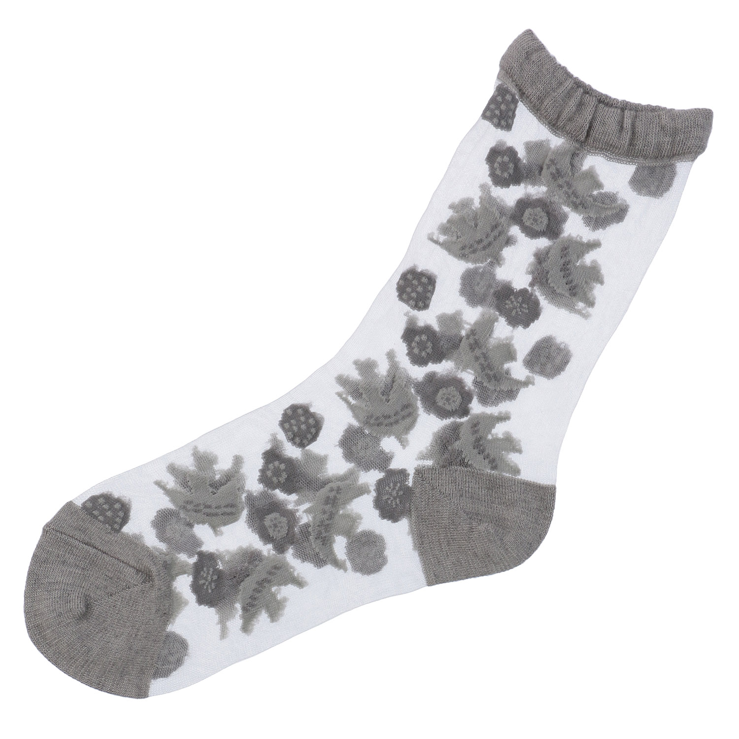 北欧調  鳥とお花総柄 シースルーソックス - 画像3