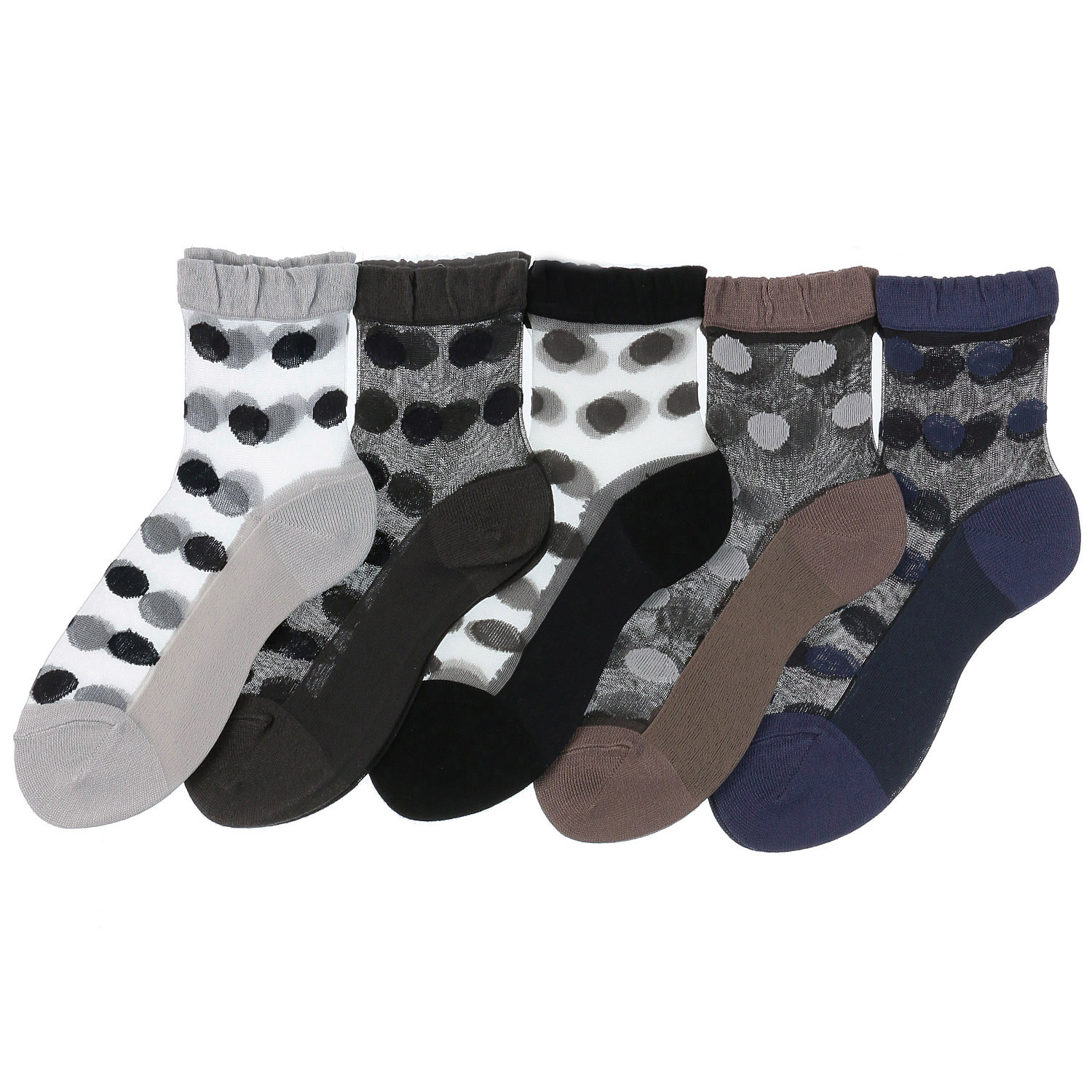 シースルーソックス クルー丈 シルク混 ドット【在庫限り】