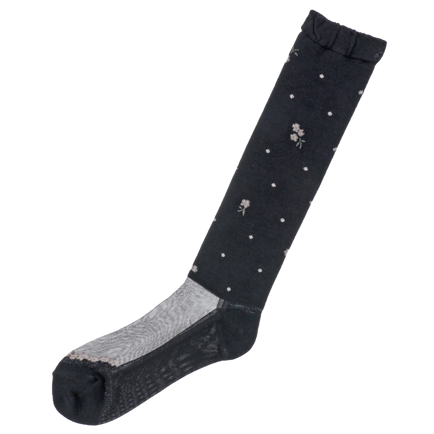 25AW新作 シースルー ハイソックス シルク混 お花柄【在庫限り】 - 画像7