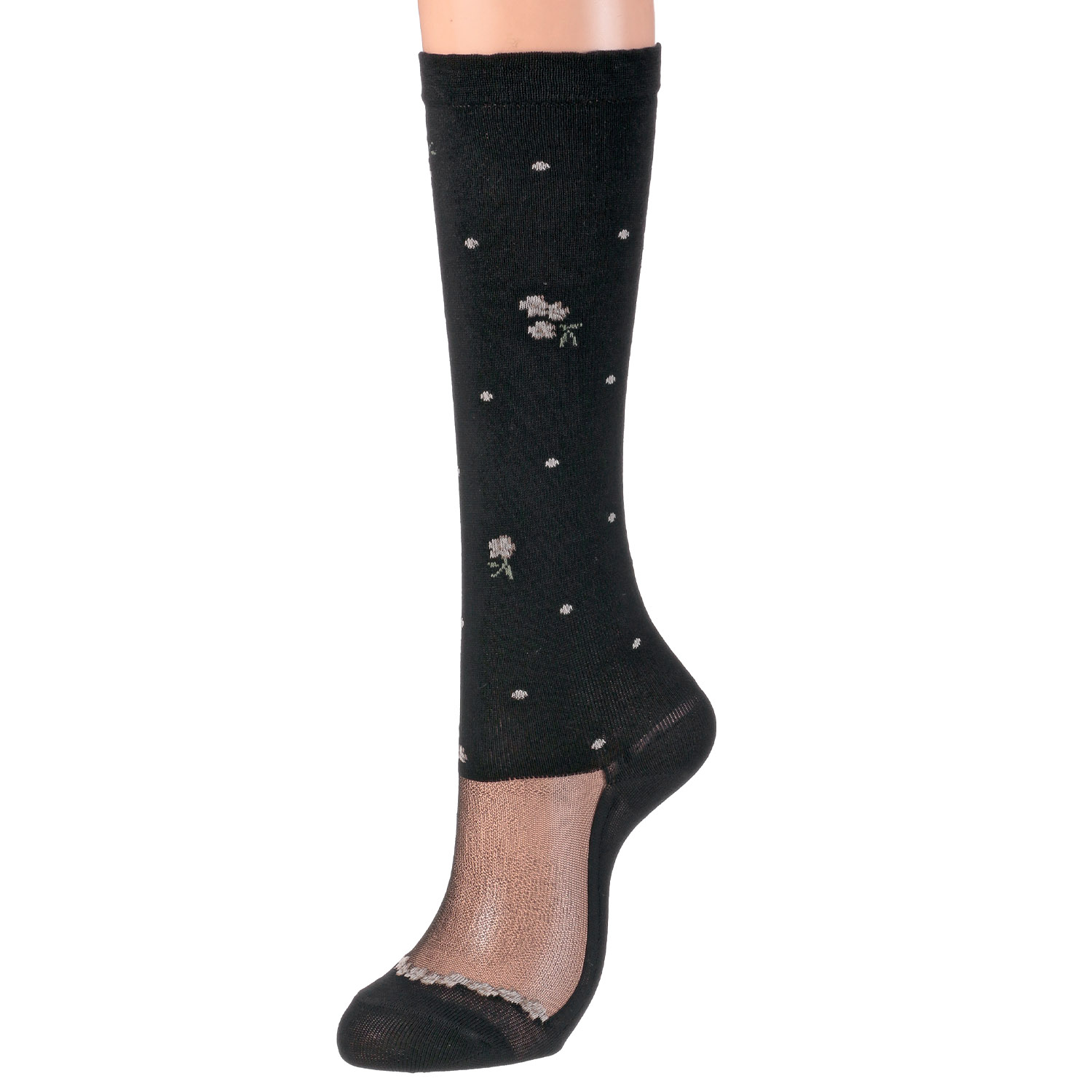 25AW新作 シースルー ハイソックス シルク混 お花柄【在庫限り】 - 画像8