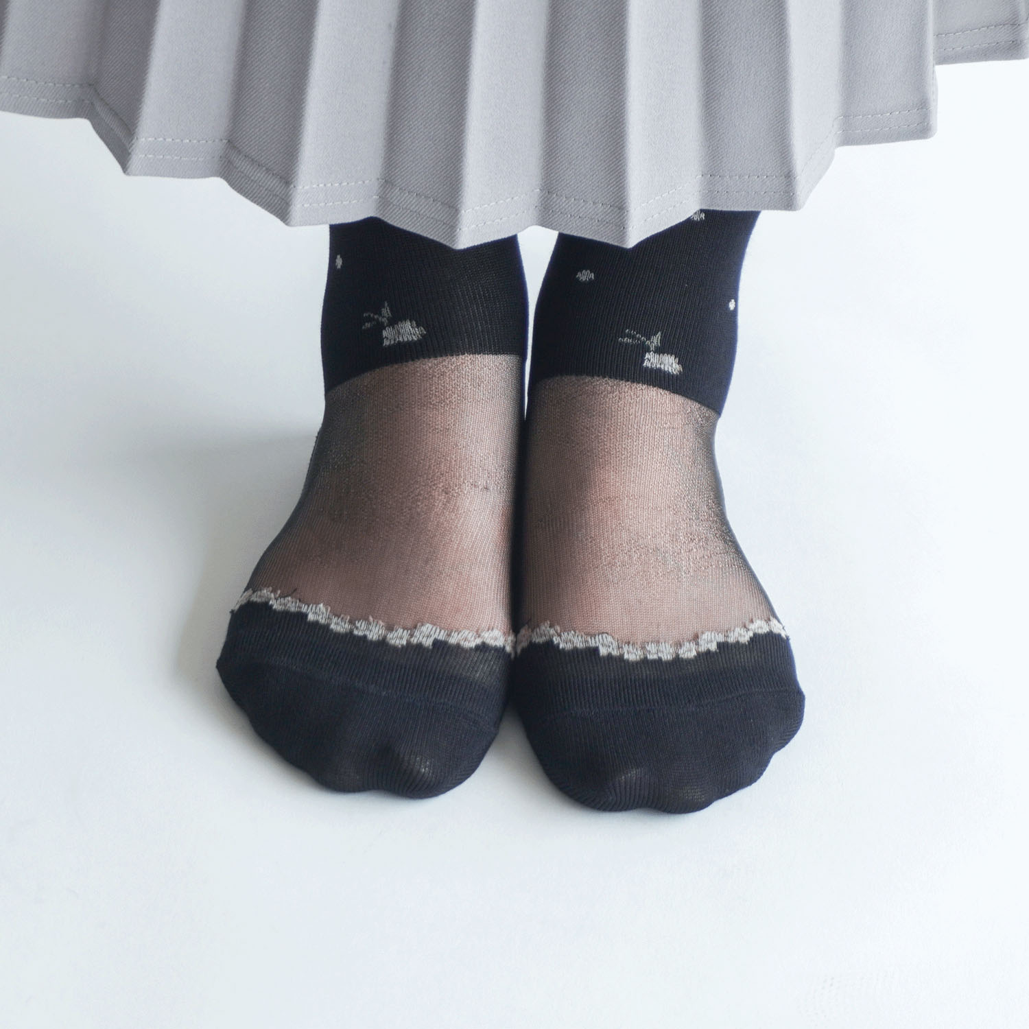 25AW新作 シースルー ハイソックス シルク混 お花柄【在庫限り】 - 画像10