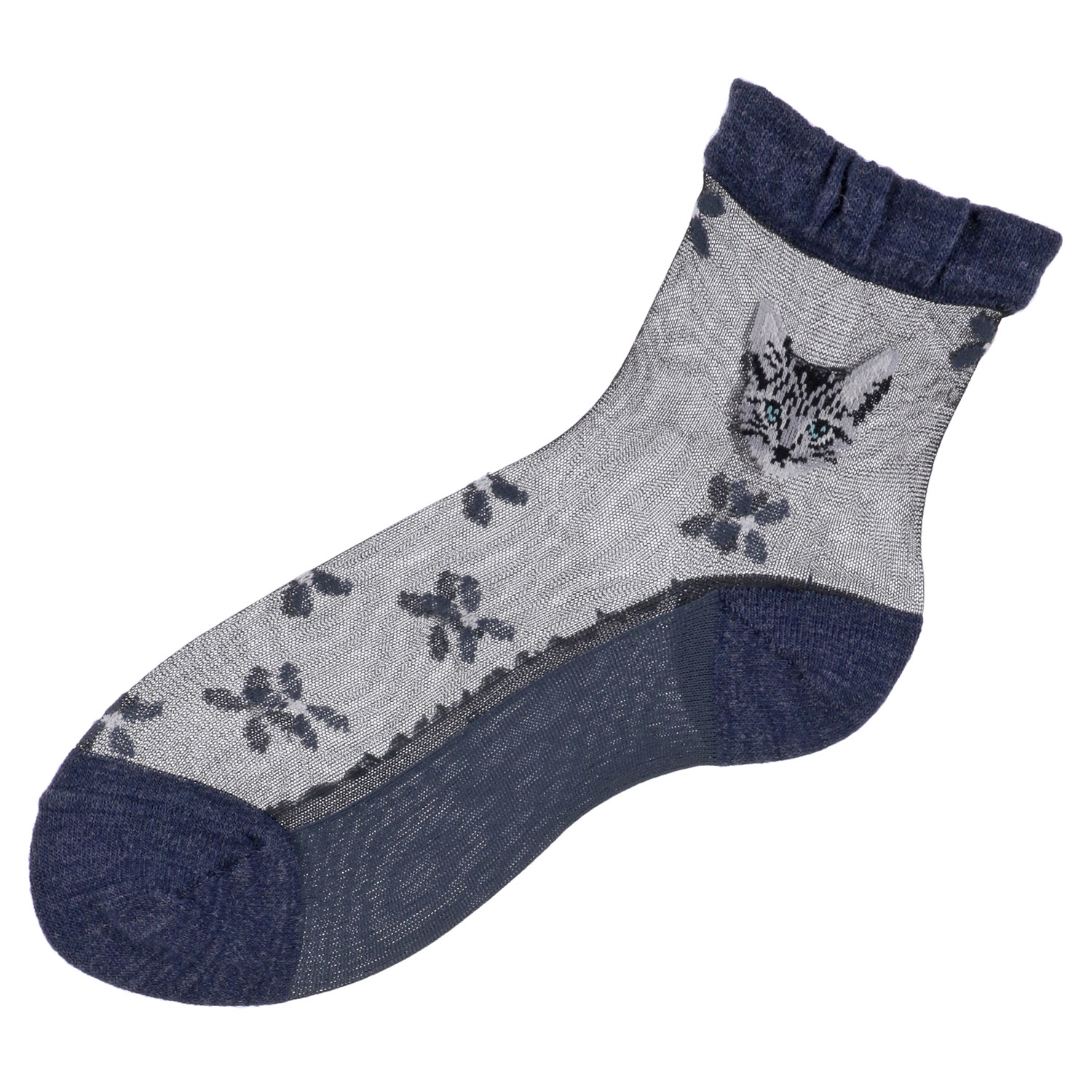 25AW  シースルーソックス クルー丈  カシミヤ混 猫柄【在庫限り】 - 画像11