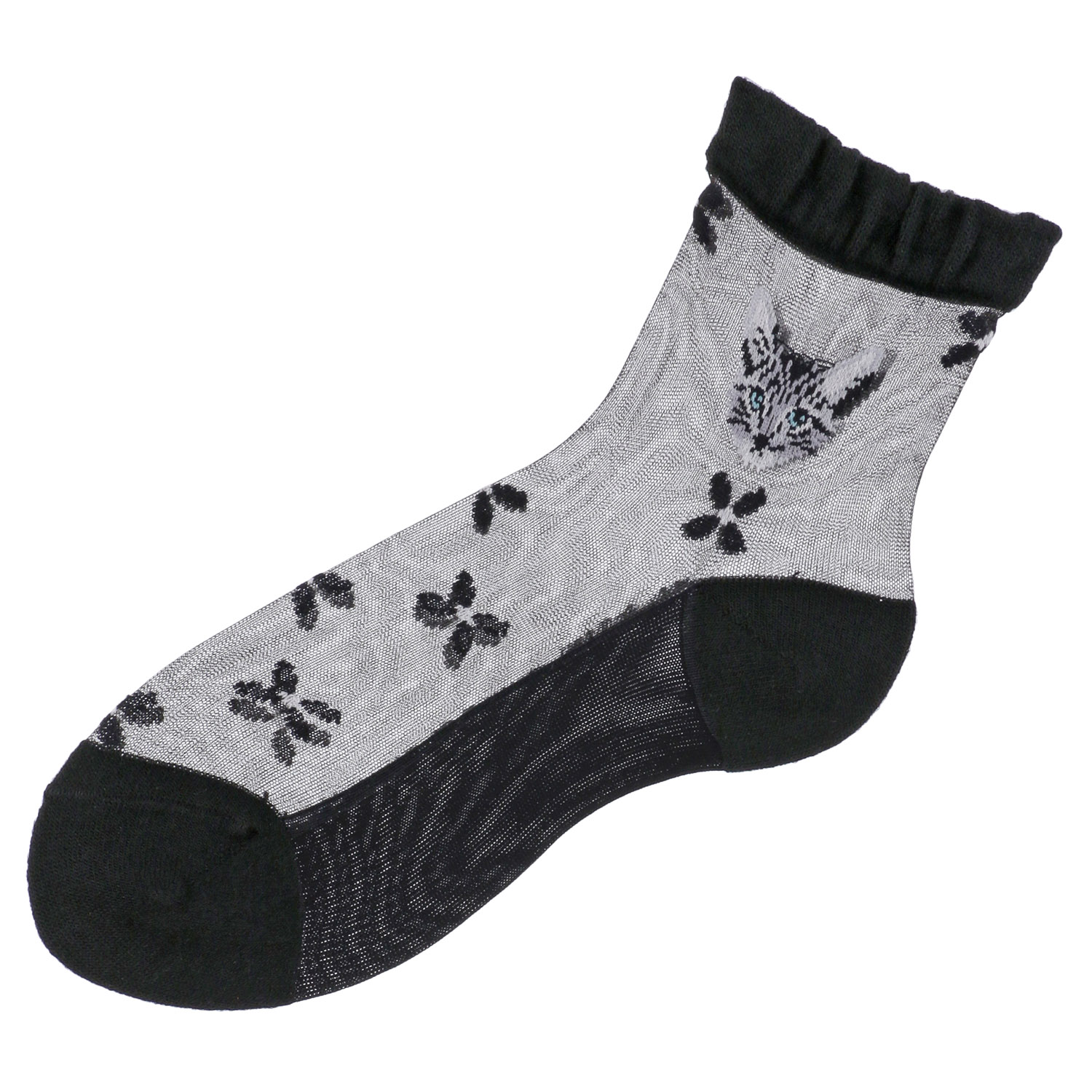 25AW  シースルーソックス クルー丈  カシミヤ混 猫柄【在庫限り】 - 画像10