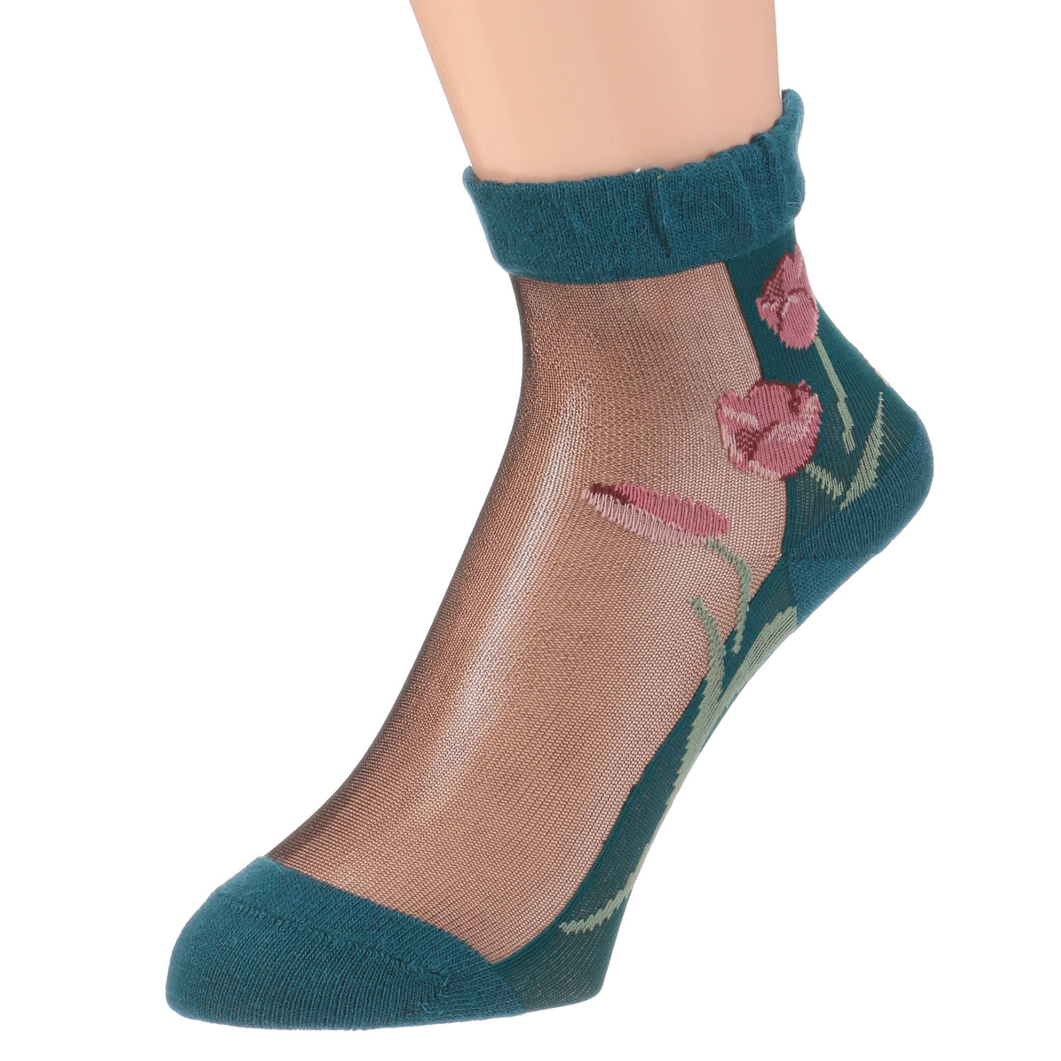 25AW  シースルーソックス クルー丈 アンゴラ混 チューリップ柄【在庫限り】 - 画像8