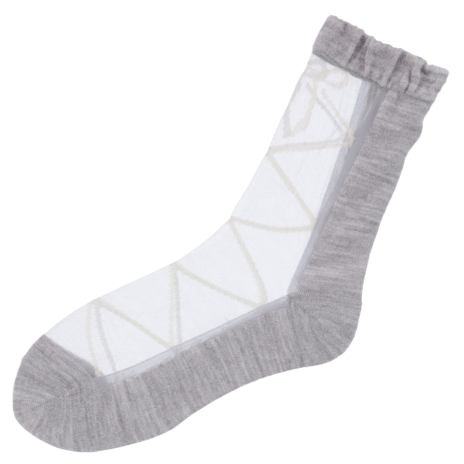 25AW新柄  シースルーソックス ハイクルー  カシミヤ混 リボン柄【在庫限り】 - 画像2