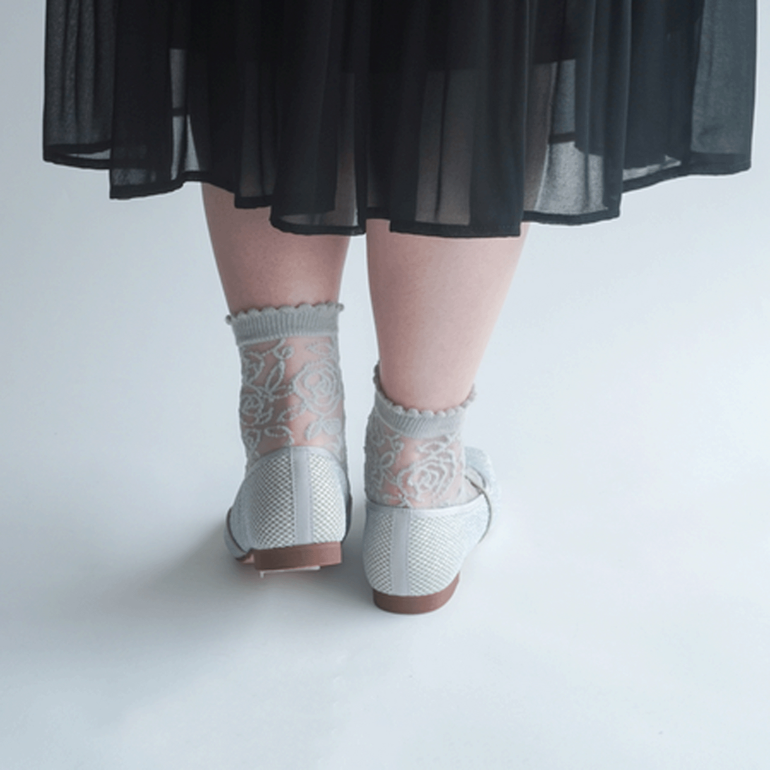 大人気★《大寸》シースルーソックス レース薔薇柄 - 画像7